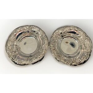 Vintage Grapevine Repousse Pilgrim Silver-plated Candy Dish Bowls (2) Post 1940